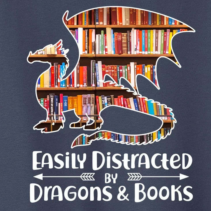 Easily Distracted By Dragons And Books Toddler T-Shirt