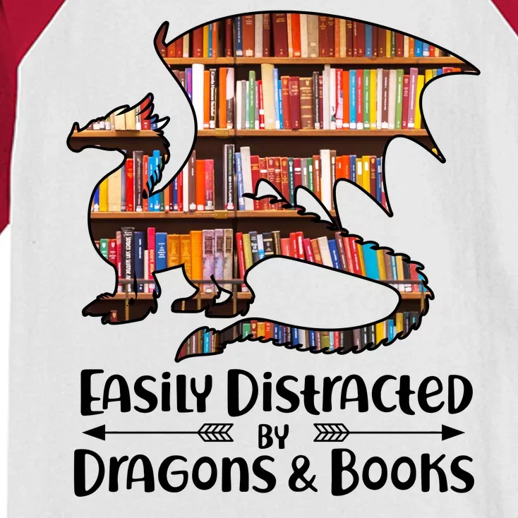 Easily Distracted By Dragons And Books Kids Colorblock Raglan Jersey