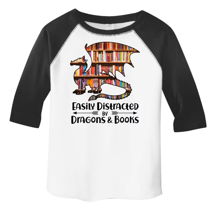 Easily Distracted By Dragons And Books Toddler Fine Jersey T-Shirt