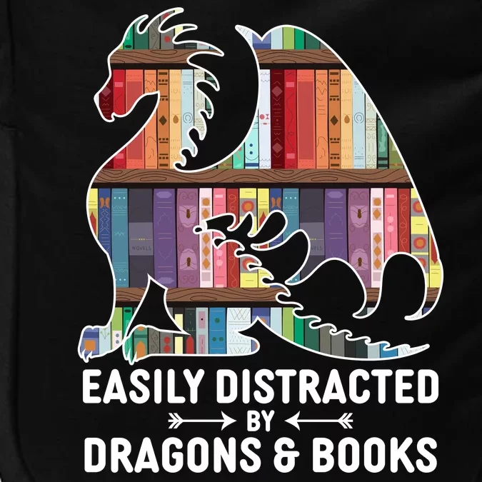 Easily Distracted By Dragons and Books Fantasy Book Lover Impact Tech Backpack