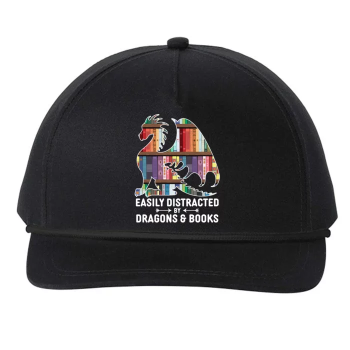 Easily Distracted By Dragons and Books Fantasy Book Lover Snapback Five-Panel Rope Hat