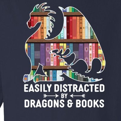 Easily Distracted By Dragons and Books Fantasy Book Lover Toddler Long Sleeve Shirt