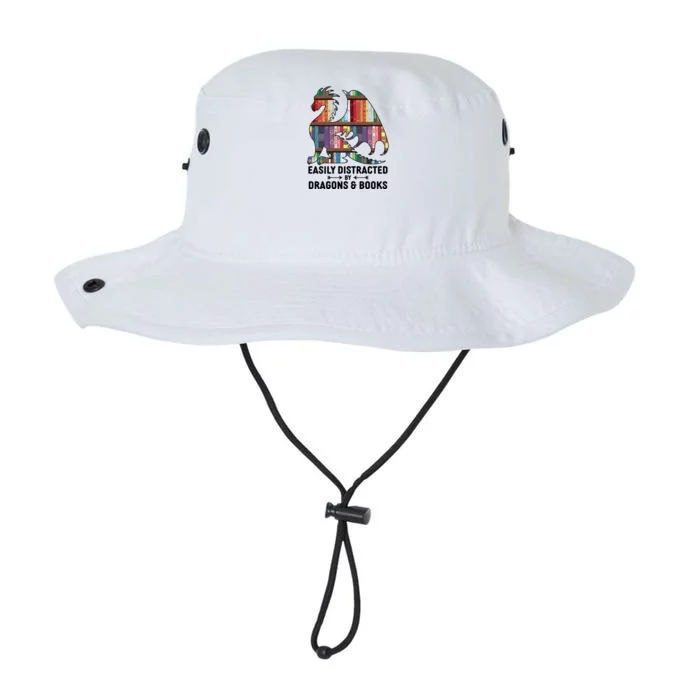 Easily Distracted By Dragons and Books Fantasy Book Lover Legacy Cool Fit Booney Bucket Hat