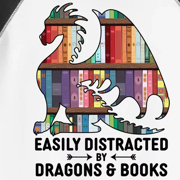 Easily Distracted By Dragons and Books Fantasy Book Lover Toddler Fine Jersey T-Shirt