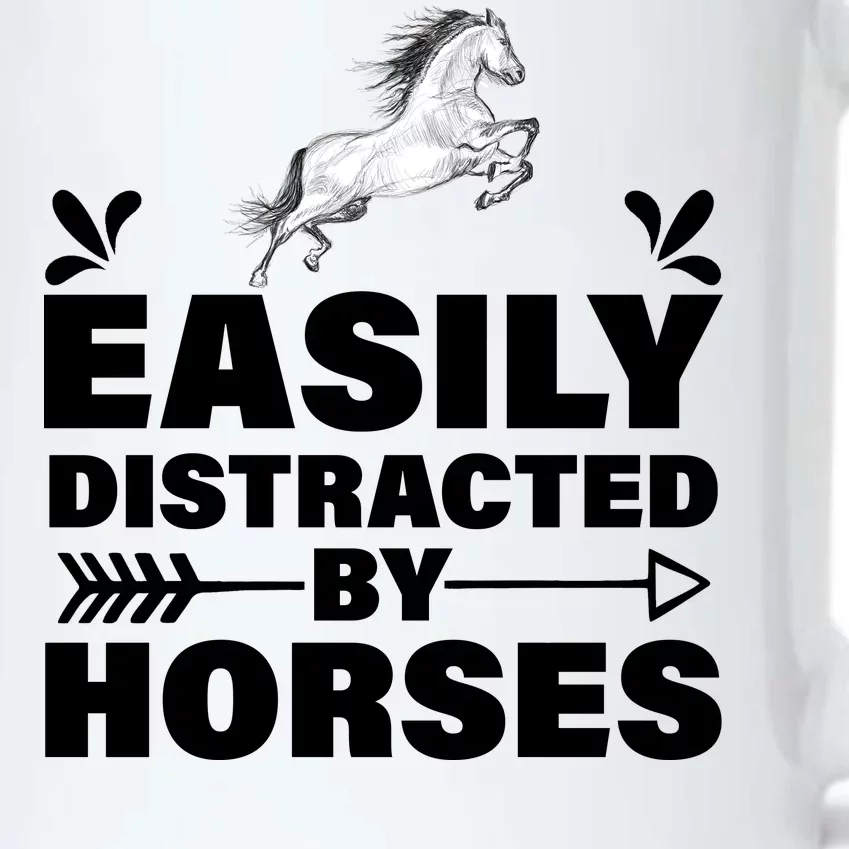 Easily Distracted By Horses Black Color Changing Mug