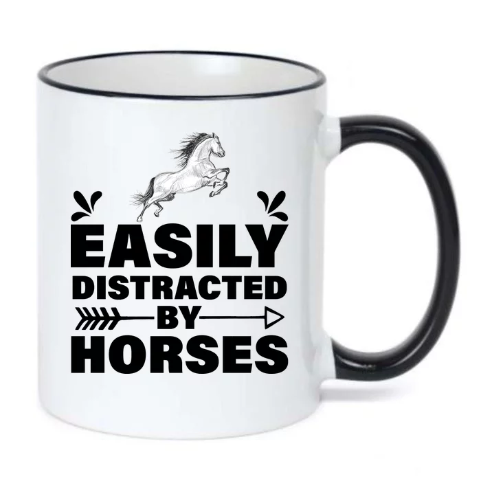 Easily Distracted By Horses Black Color Changing Mug