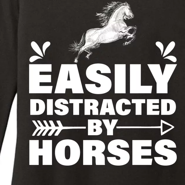 Easily Distracted By Horses Womens CVC Long Sleeve Shirt