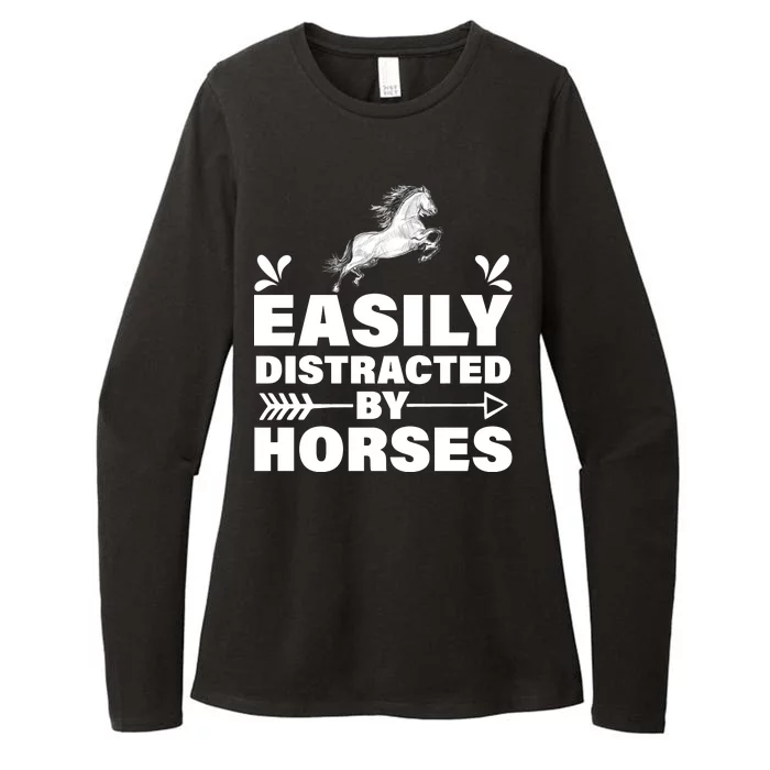 Easily Distracted By Horses Womens CVC Long Sleeve Shirt