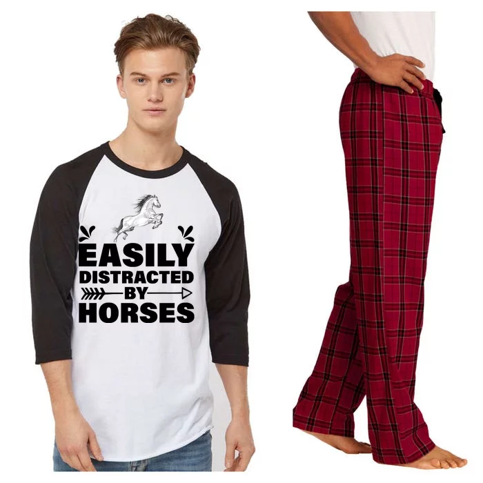 Easily Distracted By Horses Raglan Sleeve Pajama Set