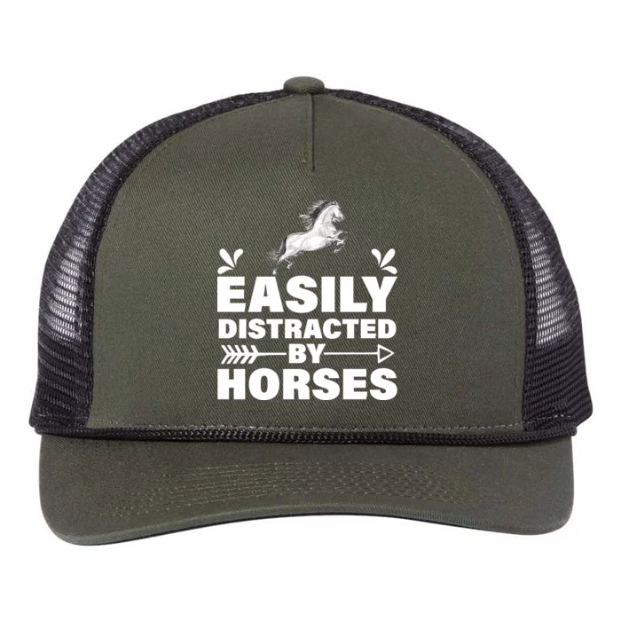 Easily Distracted By Horses Retro Rope Trucker Hat Cap