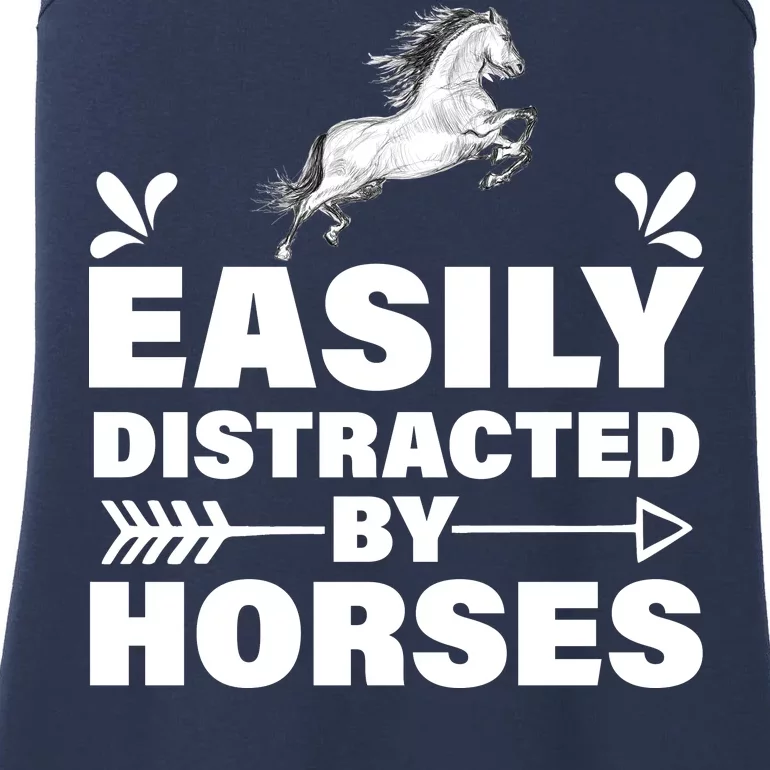 Easily Distracted By Horses Ladies Essential Tank