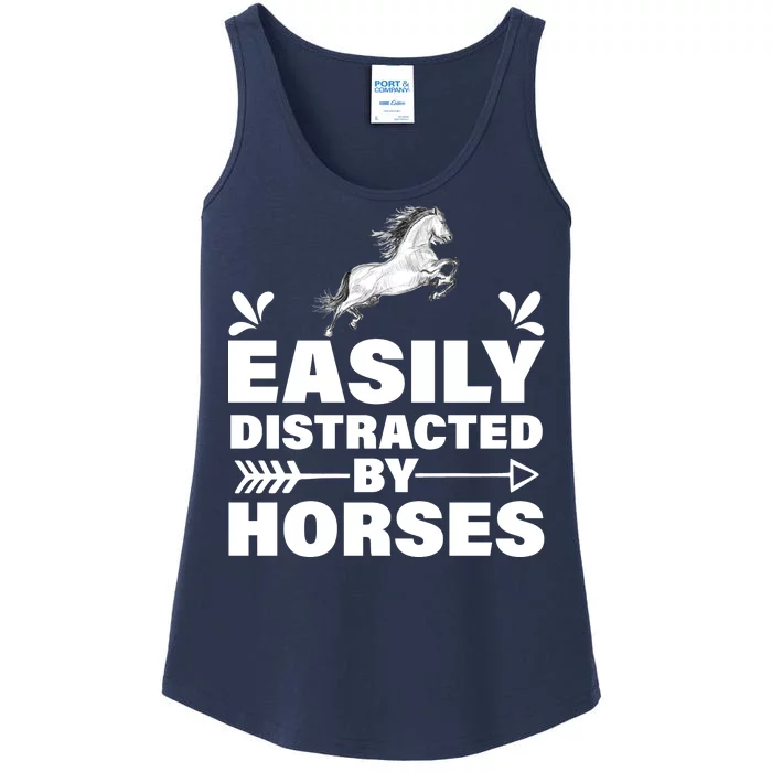 Easily Distracted By Horses Ladies Essential Tank