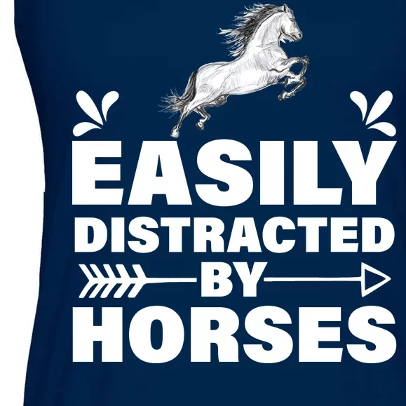 Easily Distracted By Horses Ladies Essential Flowy Tank