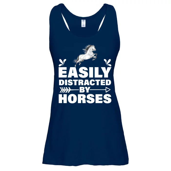 Easily Distracted By Horses Ladies Essential Flowy Tank