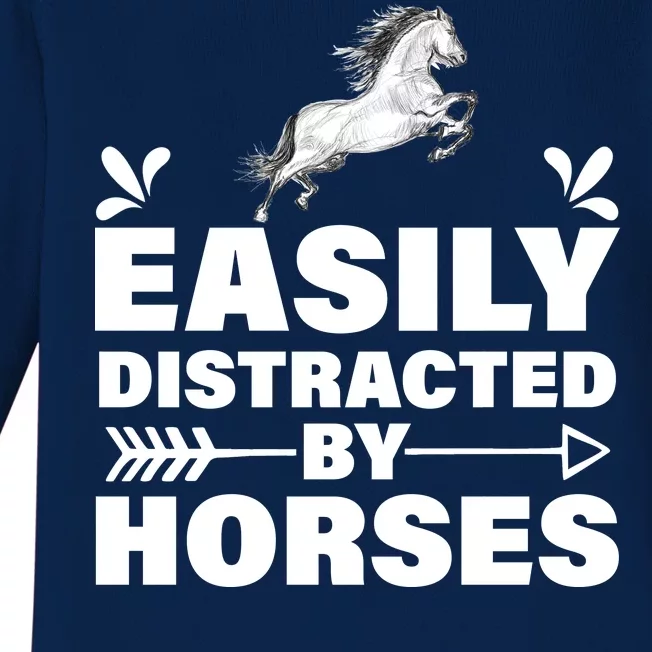 Easily Distracted By Horses Baby Long Sleeve Bodysuit