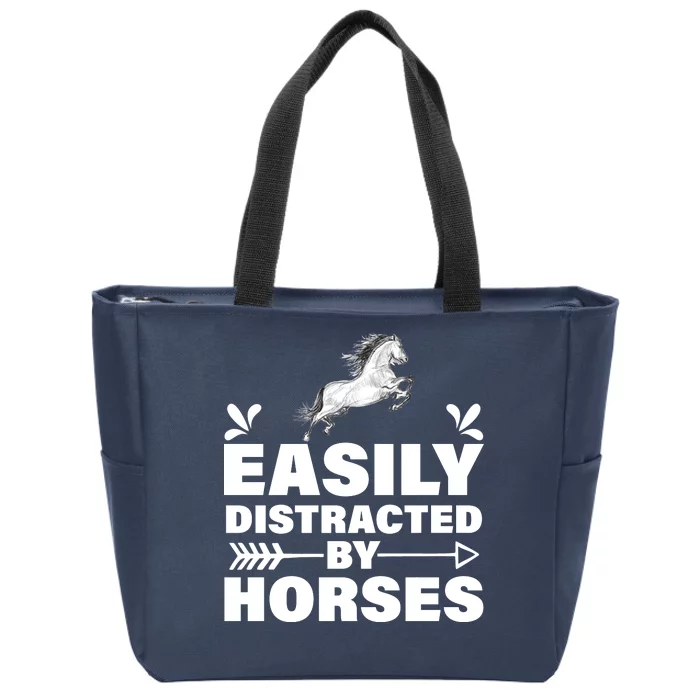 Easily Distracted By Horses Zip Tote Bag