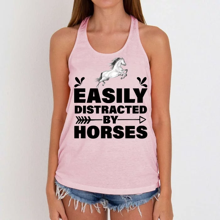 Easily Distracted By Horses Women's Knotted Racerback Tank