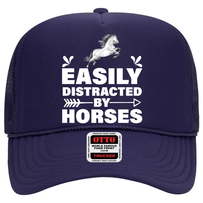 Easily Distracted By Horses High Crown Mesh Trucker Hat