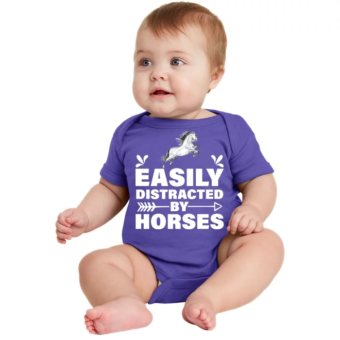 Easily Distracted By Horses Baby Bodysuit