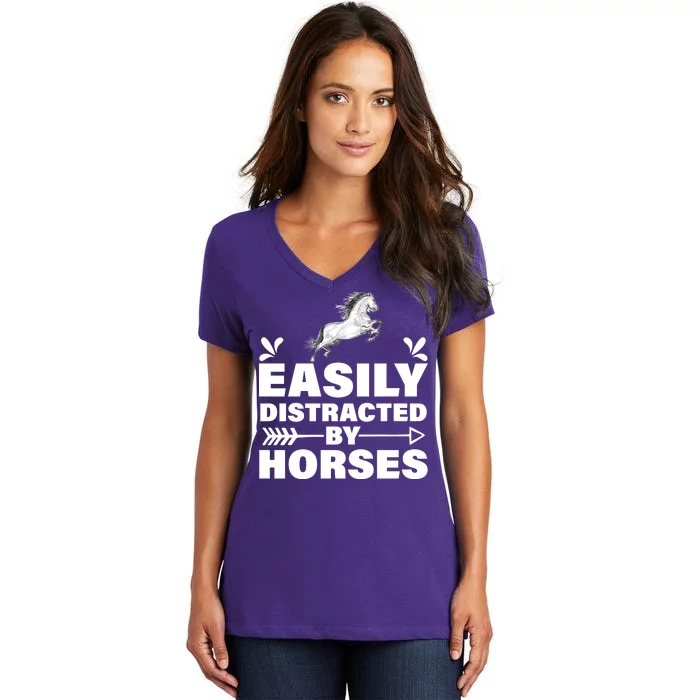 Easily Distracted By Horses Women's V-Neck T-Shirt