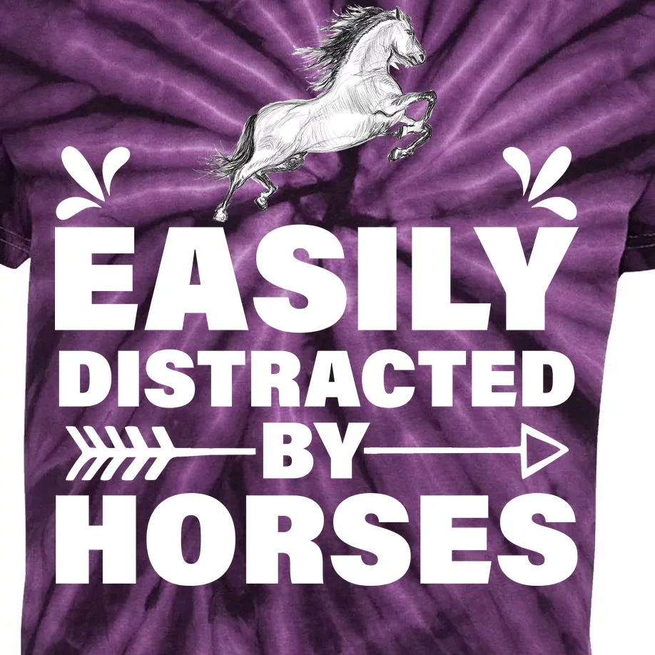 Easily Distracted By Horses Kids Tie-Dye T-Shirt