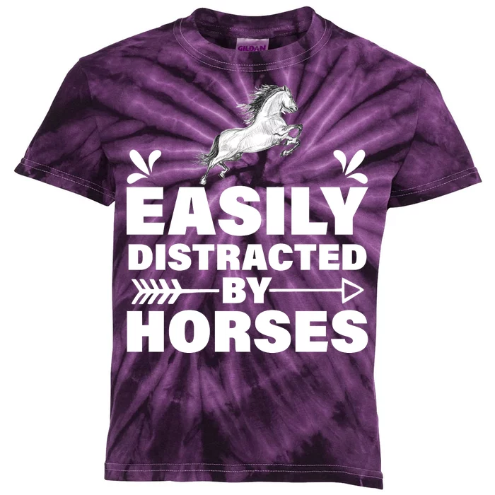 Easily Distracted By Horses Kids Tie-Dye T-Shirt