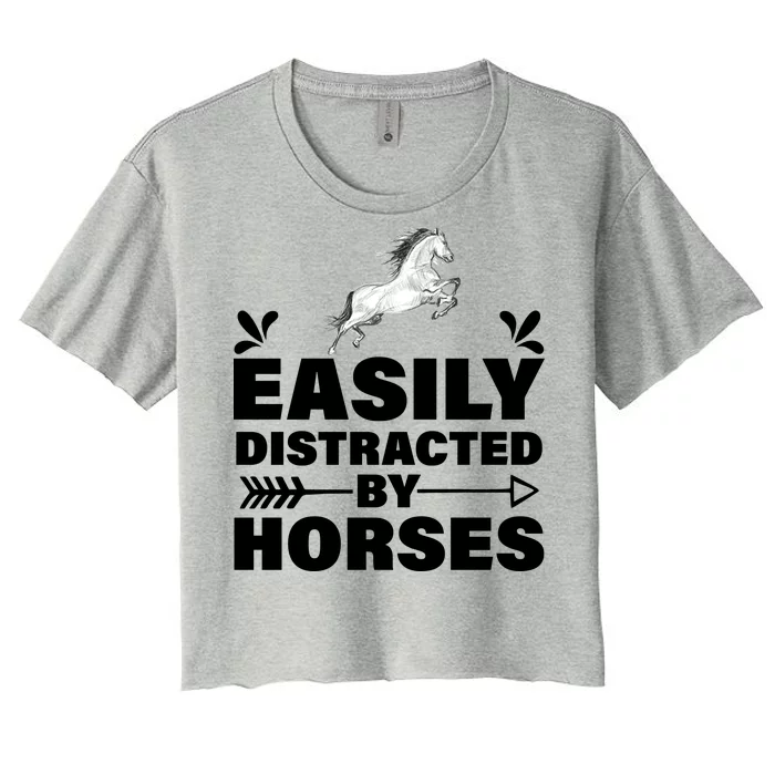 Easily Distracted By Horses Women's Crop Top Tee