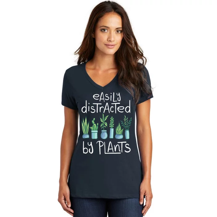 Easily Distracted By Plants Women's V-Neck T-Shirt