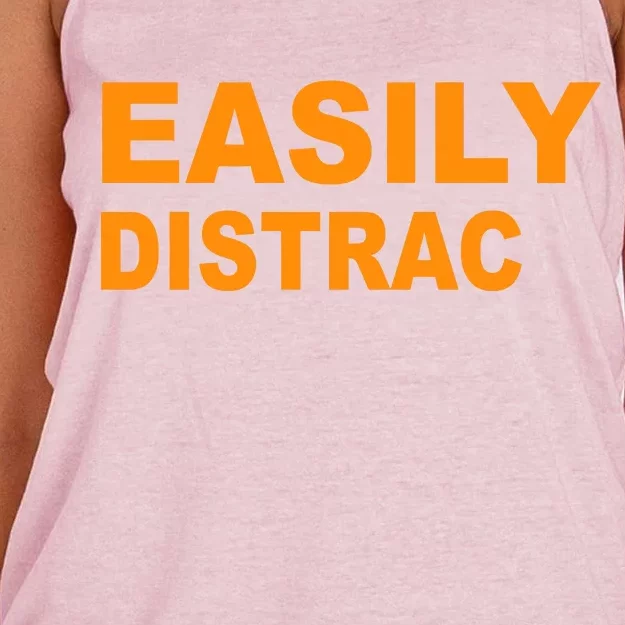 Easily Distrac(ted) Distracted Funny Women's Knotted Racerback Tank