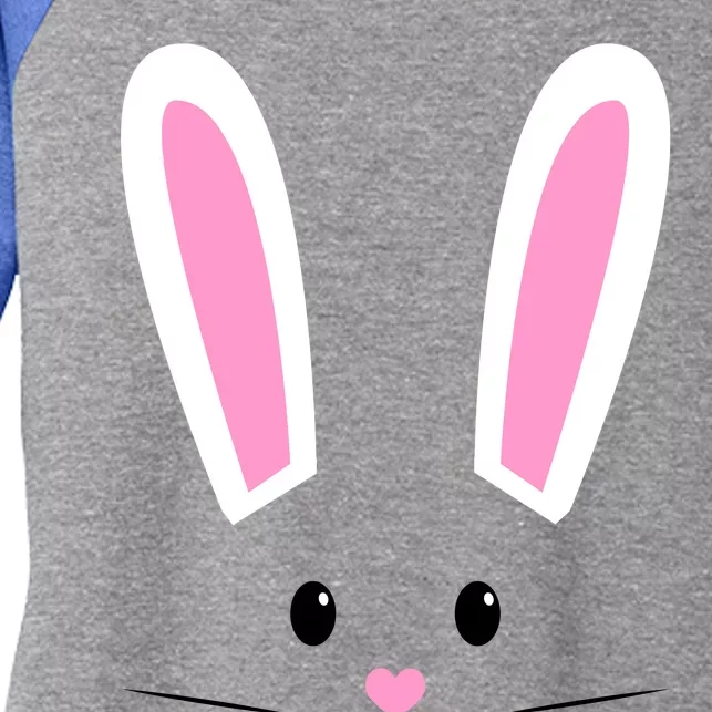 Easter Bunny Big Face Rabbit Women's Tri-Blend 3/4-Sleeve Raglan Shirt