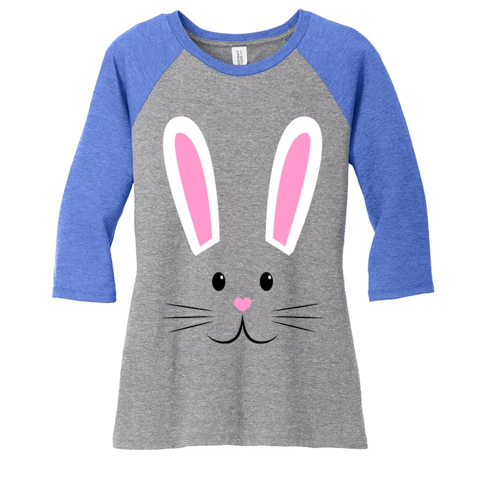 Easter Bunny Big Face Rabbit Women's Tri-Blend 3/4-Sleeve Raglan Shirt