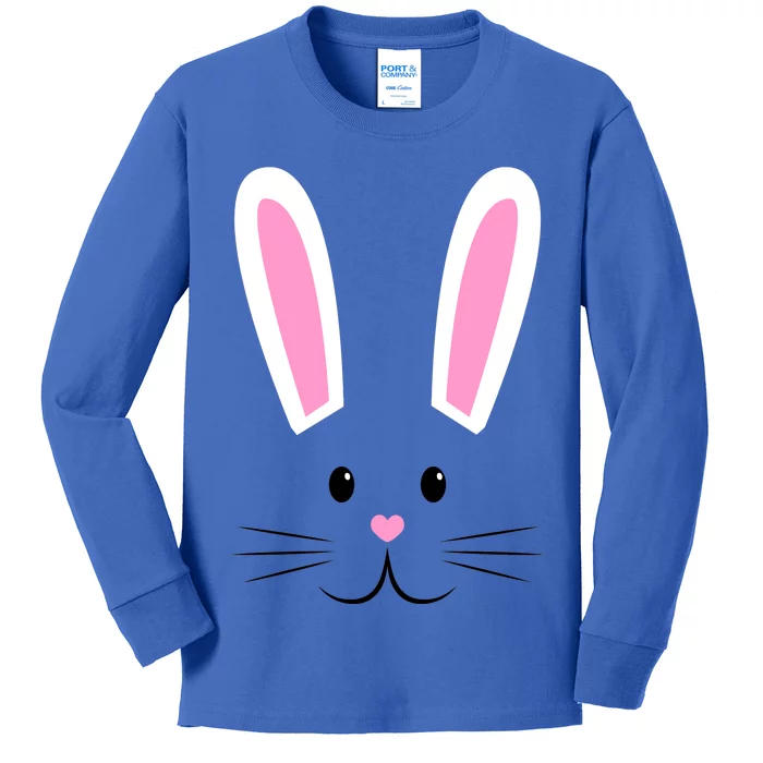 Easter Bunny Big Face Rabbit Kids Long Sleeve Shirt