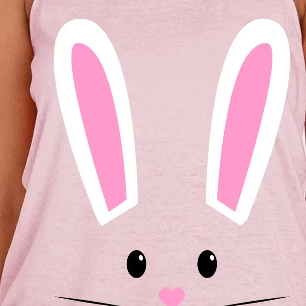 Easter Bunny Big Face Rabbit Women's Knotted Racerback Tank