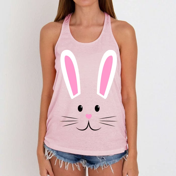 Easter Bunny Big Face Rabbit Women's Knotted Racerback Tank