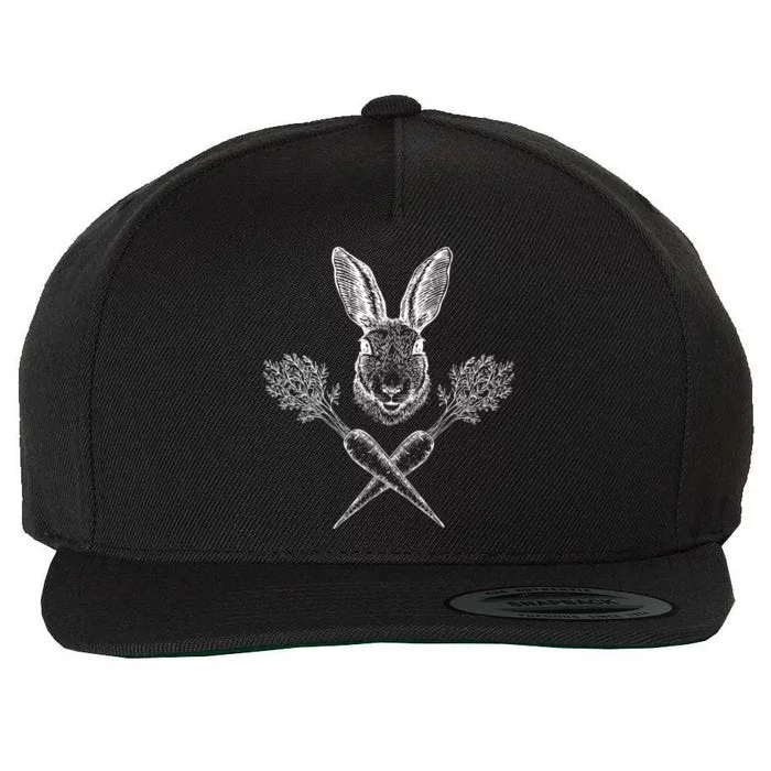 Easter Bunny Carrot Crossbones Wool Snapback Cap