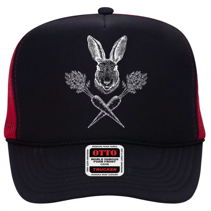 Easter Bunny Carrot Crossbones High Crown Mesh Trucker Hat