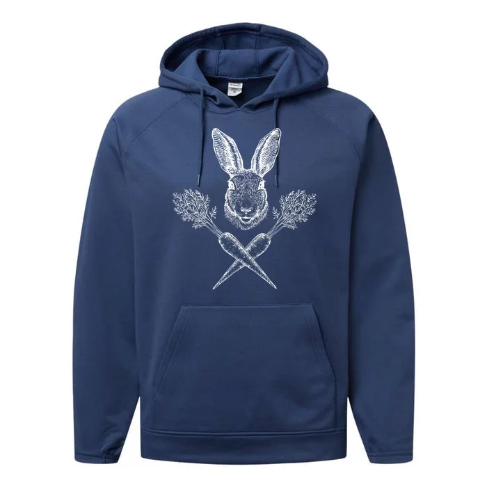 Easter Bunny Carrot Crossbones Performance Fleece Hoodie