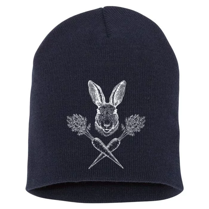 Easter Bunny Carrot Crossbones Short Acrylic Beanie