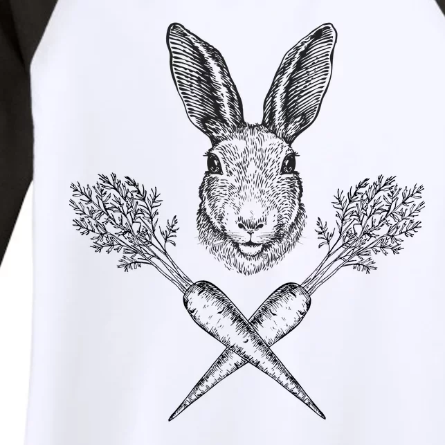 Easter Bunny Carrot Crossbones Women's Tri-Blend 3/4-Sleeve Raglan Shirt