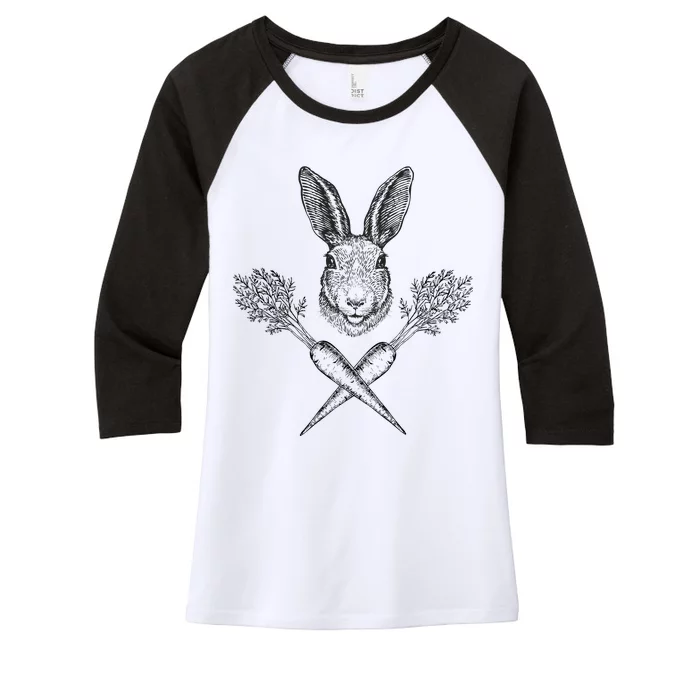 Easter Bunny Carrot Crossbones Women's Tri-Blend 3/4-Sleeve Raglan Shirt