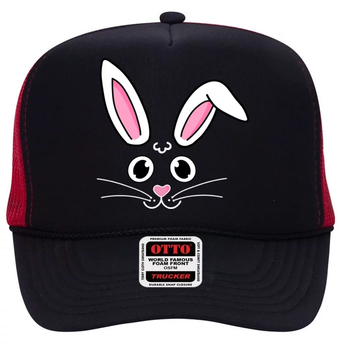 Easter Bunny Face High Crown Mesh Trucker Hat