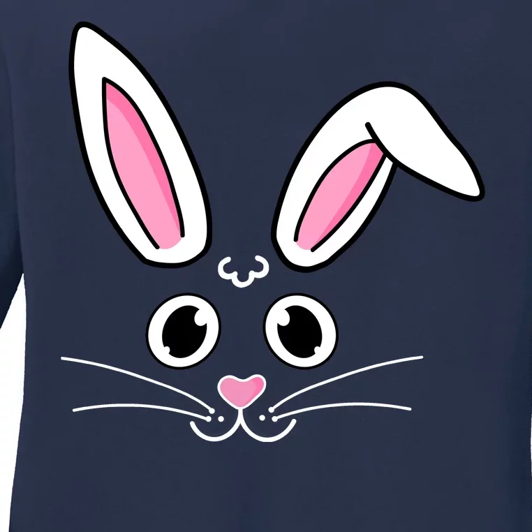 Easter Bunny Face Ladies Long Sleeve Shirt