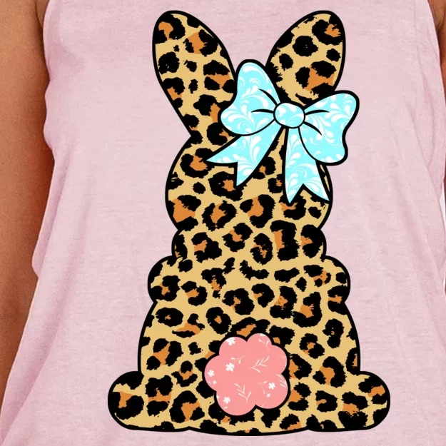 Easter Bunny Leopard Print Women's Knotted Racerback Tank