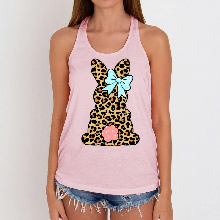 Easter Bunny Leopard Print Women's Knotted Racerback Tank