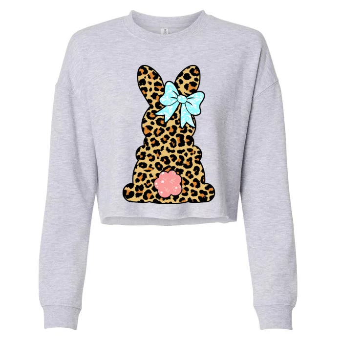 Easter Bunny Leopard Print Cropped Pullover Crew