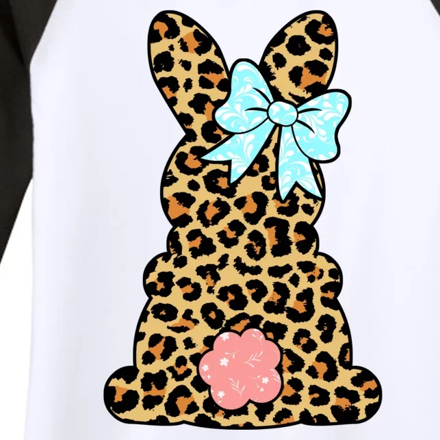 Easter Bunny Leopard Print Women's Tri-Blend 3/4-Sleeve Raglan Shirt