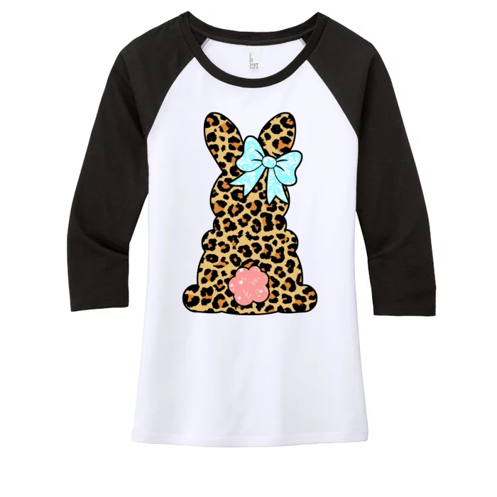 Easter Bunny Leopard Print Women's Tri-Blend 3/4-Sleeve Raglan Shirt