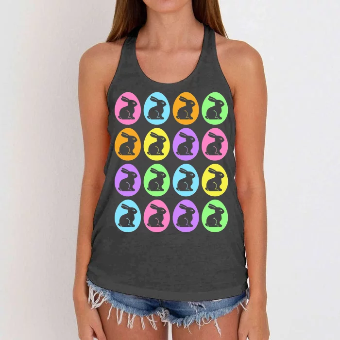 Easter Bunny Rabbit Eggs Women's Knotted Racerback Tank