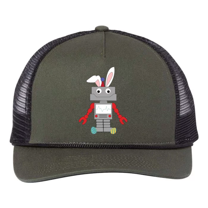 Easter Bunny Robot Retro Rope Trucker Hat Cap