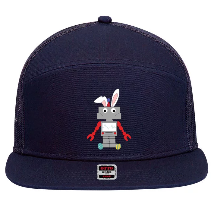 Easter Bunny Robot 7 Panel Mesh Trucker Snapback Hat